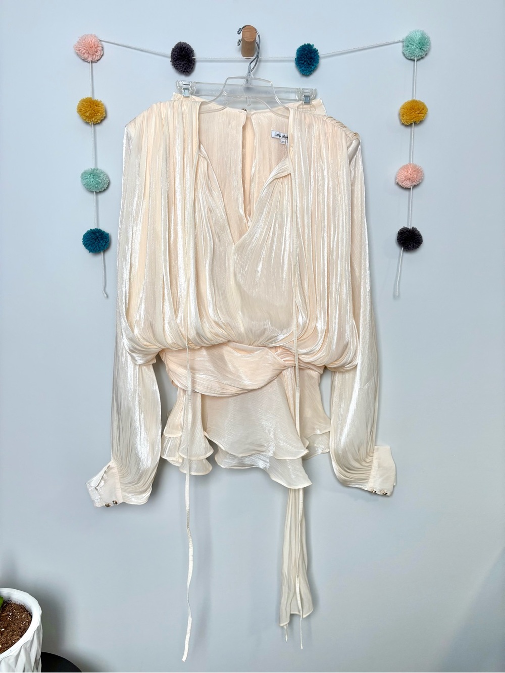 Miss Rosier Eugénie Taupe Off White Fully Pleated Ruffled Mini Dress